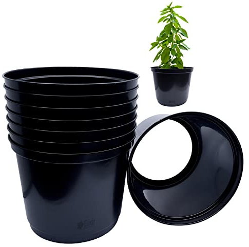Elixir Gardens Bottomless Black Plastic Plant Pots | Deep Root Tomato Rings/Culture Planter | x 8