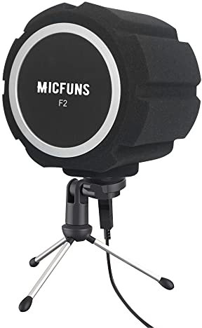 micfuns F2 Filtre anti-pop professionnel pour micro, filtre acoustique pour microphones de studio d'enregistrement de 45 à 60 mm, mousse absorbant le bruit et les reflets (noir)