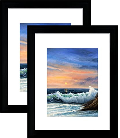LUCKYLIFE 16x20 Frames, Picture Frames for Wall, Display Pictures 11x14 with Mat or 16x20 without Mat, Set of 2, Black