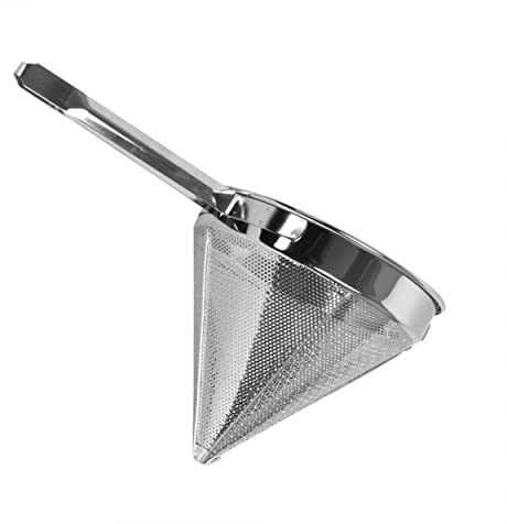 TrueCraftware- 6 qt. Stainless Steel 12 China Cap Strainer Coarse Mesh- Cone Shaped Strainer Food Strainer Juice Strainer Kitchen Tools Food Colander For Straining Seeds Beans Sauces & More