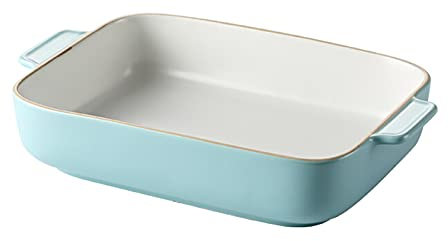Lasagnera Ceramica da cottura rettangolare, pentole da forno in ceramica for cucinare for cucinare torta da pranzo cucina 9,8 x 6,3 pollici, blu Teglie da Forno