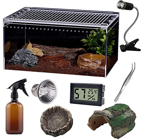 SANOSY Reptile Terrarium - Amphibian Tank Starter Kit, Eco Rainforest Feeding Box, Amphibian Feeding Box, Suitable for breeding Lizards, Snakes, Chameleons,Jumping Spiders
