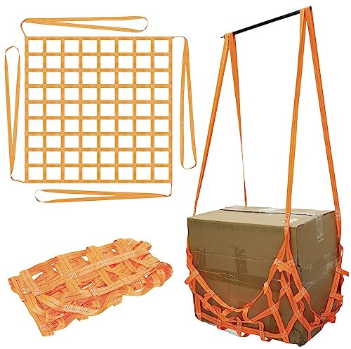 Foribyw Cargo Hoisting Nets 1Mx1M Polyester Safety Hoisting Net 300 KG High Load Capacity Cargo Hanging Net Square Mesh Handling Hoisting Straps for Loading and Unloading Cargo