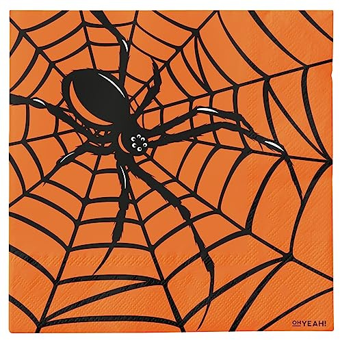 OH YEAH - 30 Servietten Halloween Spinne - 33 x 33 cm - doppellagige Servietten - Tischdekoration Halloween Kürbis - Geschirr Dekoration Halloween Kürbis - einfache Montage