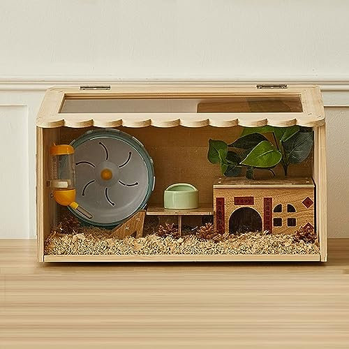 XIAOZHUANGXIONG Hamsterkäfig Holz Klein, Holz Kleintierhaus Nagerhaus Kleintierstall mit Zubehör, Durable (Size : B)