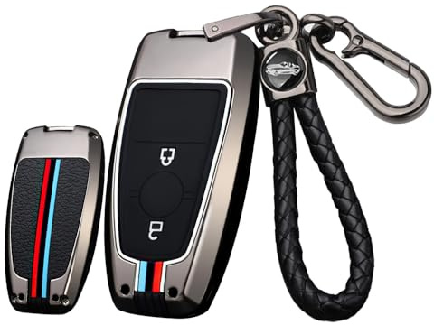 ontto Autoschlüssel Metall Hülle Passt für Ford Fusion Mustang Explorer F150 F250 F350 EcoSport Edge S-MAX Ranger Lincoln Mondeo Autoschlüssel Etui Schlüsselhülle Schlüsselanhänger 2 Taste-A Schwarz