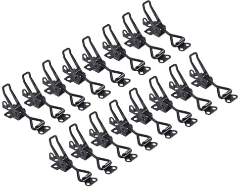 QUARKZMAN 16 Pack Verstellbare Knebelklemme Metall Zugfalle Klemme 4001 Stil Schnellspanner Ziehverschluß Knebelklemme für Schrankkoffer Truhen Schwarz Nicht Inklusive Schraube