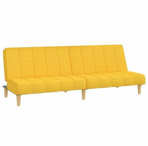 vidaXL Schlafsofa 2-Sitzer, Sofa mit Holzrahmen, Schlafcouch für Wohnzimmer Heimkino Büro, Couch Sofabett Tagesbett Gästebett, Gelb Stoff