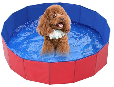 YANGUN Hundepool, 60 * 20cm Faltbar mit rutschfestem Boden & Ablassventil, PVC Planschbecken, Schwimmbecken für Hunde, Geeignet für kleine Hunde