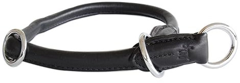 Hundehalsband Zugstopp-Leder-Halsband Student, Pure Black, Größe M, LovePanama