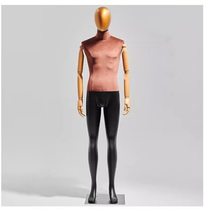Schaufensterpuppe Männlich Champagnerfarbene männliche Schaufensterpuppe aus Kunststoffmaterial, Schneiderpuppenkörper, höhenverstellbar, Metallsockel, Nähen ( Color : Brown , Size : Male )