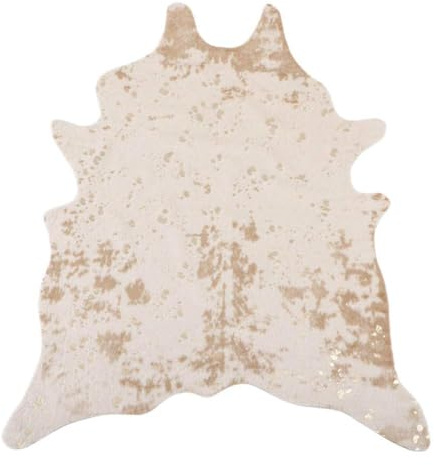 YAIUNHIQ Alfombra de Piel de Vaca sintética Dorada, Alfombra de área Vintage, Alfombra de Suelo de Madera Dura, Alfombra de Lujo