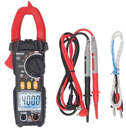 Pinza Amperimétrica Digital 6000 Cuentas T RMS Multímetro Voltímetro de Rango Automático Amperímetro con Corriente y Voltaje CA/CC NCV/cable Vivo Diodo de Irrupción Continuidad