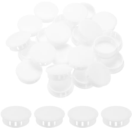 sourcing map 100PCS 35mm(1 3/8) White Plastic Hole Plugs, Flush Type Panel Hole Plugs Insert End Caps for Locking Hole Tubes Furniture Cabinet