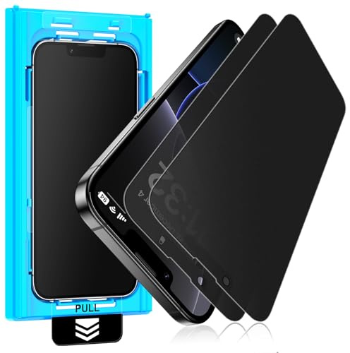 Mothca 25° Sichtschutz Matt für iPhone 13/13 Pro/14/16e/17e, 2 Stück | Matte Privacy Screen Protector mit Quick-Fix Montagerahmen, Full Cover Blickschutzfolie, Anti-Fingerabdruck, 9H-Hartglas