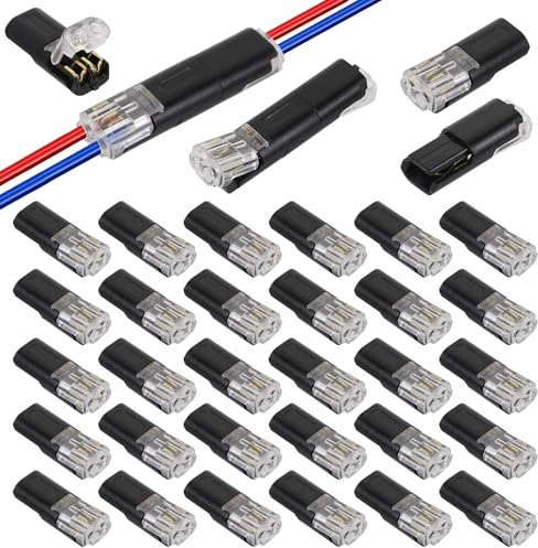 TAIHOBO Connettori per cavi a 2 poli, 30 connettori a 2 poli, connettore impermeabile a 2 poli, connettore rapido 12 V, per 18-22 AWG 0,35 ~ 0,75 mm², crimpatura e catene luminose a LED