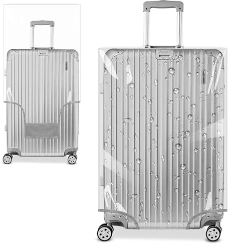 Yotako Clear PVC Suitcases Covers Protectors 30 Inch XL Large Luggage Cover | Transparent Frameless Design, Extra Wide Hook & Loop Waterproof Suitcase Protector for 20-32'' Wheeled Luggage