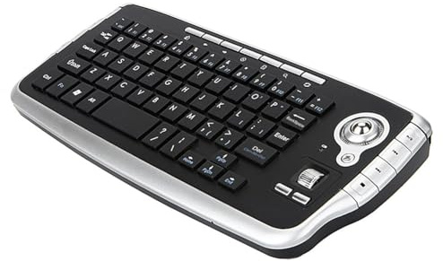 Uxsjakjsd Teclado Inalámbrico de 2,4 GHz con Trackball, Ratón y Rueda de Desplazamiento, Control Remoto para Android TV Box, TV, PC y Portátil, Color Plateado.