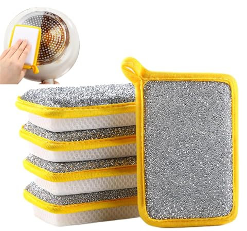 5 PCS Washing up Sponge,Non-scratch Kitchen Scrub Sponge,Double Sided Kitchen Dishcloth, Washable and Reusable,Long-Lasting Dish and Multi-surface Pads Cleaners