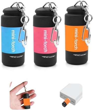 UCEC 3 Pack EDC Keyring Torch Rechargeable USB LED, Mini Flashlight | Small Pocket Torches for Kids Party Bags, Mini Torch Keyring with LED Super Bright