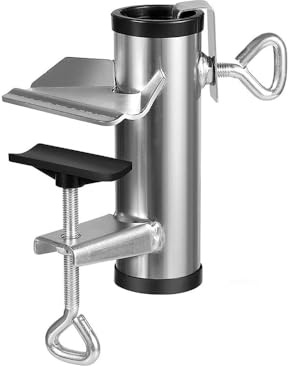 Beruyu Sonnenschirm Halterung Balkon aus Metall, Sonnenschirmhalter Balkongeländer, Schirmständer für Balkon, Terrasse oder Tisch, Ø 25-38mm (1 Stück)