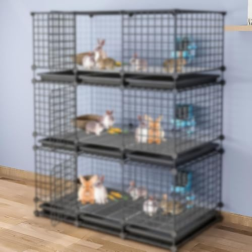Kaninchenstall Mehrschichtiger Indoor Outdoor Haustierkäfig mit abnehmbarer herausziehbarer Schale, 111 x 39 x 142 cm für die Zucht von Hasen