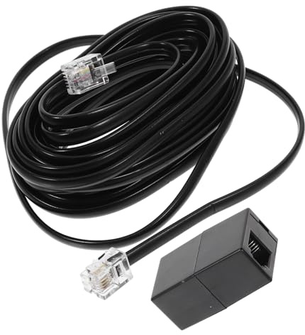 Holibanna Clips para Cables de Teléfono Cable Negro con Acoplador y Clips Rápida y Duradera Sonido y Estable Compatible con Dispositivos de Teléfono