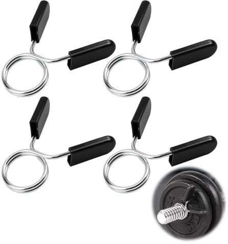 BosuLai Cierre Mancuernas 28mm, Resorte para Mancuernas, 4 Piezas de Collares de Resorte Abrazaderas para Mancuernas y Barras estándar, Cierre de Muelle para Pesas, Gym, Montaje rápido