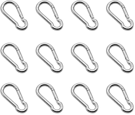DOJA Barcelona Mousqueton À Ouverture Facile - Pack 12: M5x50 - Mousqueton en Acier Galvanisé aux Usages Polyvalents et À Bonne Capacité de Charge - Carabiner Fiable avec Crochets de Ressort