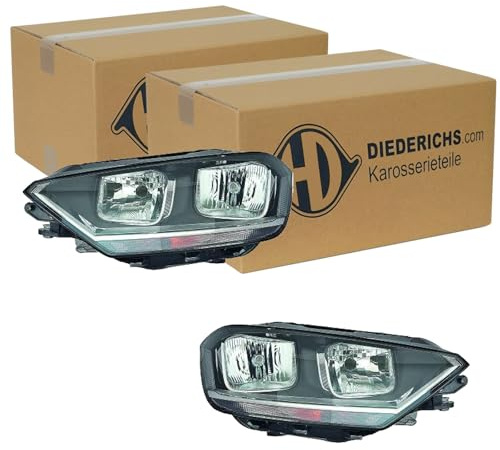2x Diederichs Halogen Scheinwerfer links+rechts | 2216881 + 2216880 Kompatibel mit Golf Sportsvan Vii (AM1, AN1)