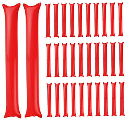 AZIDWERYQ Cheering Stick Inflatable Thunder Stick Plastic Spirit Noise Maker for Sport Event Birthday Party Favor 50PCS 60 * 10 Red Noise Makers for Cheering