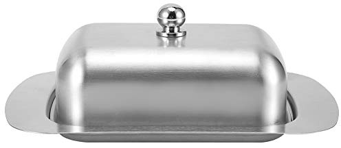 Beurrier Inox Double Isolation Avec Couvercle, Bol à Dessert et Pain 18,5x12,2x7cm - Design Élégant, Matériau Durable, Idéal Cuisine et Table