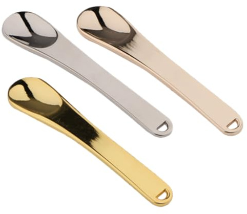 Lurrose Mini Espátulas para Maquillaje 3 Piezas Metálicas en Colores Variados, Aplicador para Crema Facial y Cuidado Piel, Herramienta Cosmética para Uso Diario