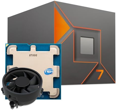 SIMPLETEK - Processeur CPU 8700G - 8C-16T - Jusqu'à 5.10 GHz - Socket AM5 - Graphiques intégrés ultra-performants - Unité AI dédiée - Boxed avec dissipateur