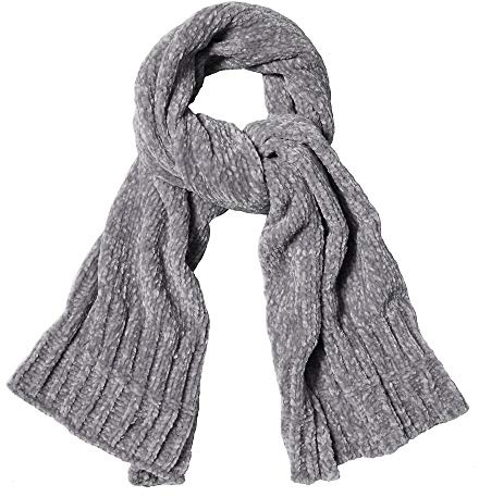 SOJOS Lightweight Ultra Soft Chenille Ribbed Thick Scarf Knit Shawl for Women for Fall Winter Shawl Wrap SC326 with Light Grey