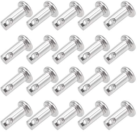 sourcing map 20 Stück Steckbolzen Einlochig Scharnierstift Gabelbolzen Splintstift Flacher Kopf 4mm X 10mm 304 Edelstahl