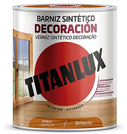 BARNIZ SINTÉTICO DECORACIÓN BRILLANTE ROBLE 750ml TITANLUX M10100234