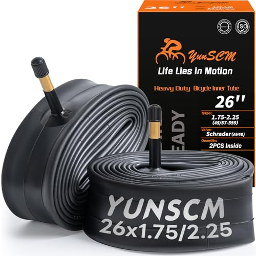YunSCM 2Pcs 45/57-559 Engrosar 26 Pulgada cámaras de Aire 26x1.75/1.95/2.10/2.25 AV48mm Valve Compatible 26 Pulgadas Bicicleta cámaras de Aire 26x1.75 26x1.95 26x2.0 26x2.10 26x2.125 26x2.25