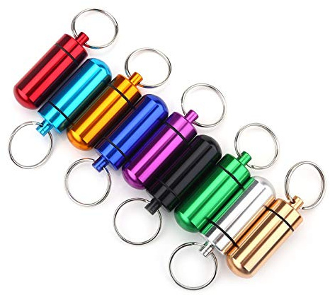 Tragbare Wasserdichte Pillenbox 9er Pack Mini Aluminium Medizinhalter mit Schl¨¹sselbund f¨¹r Outdoor Reise Zubeh?r Organizer