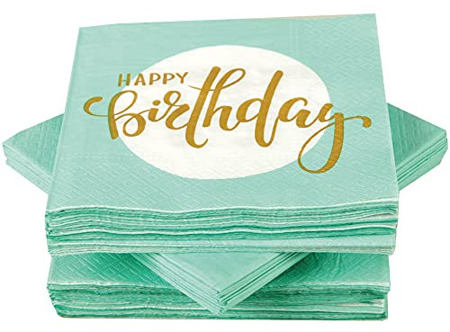 Servietten im praktischen 100er Pack (5x20) 33 x 33 cm, 3-lagig, 1/4 Falz - mit Motiv (Happy Birthday) - FSC-Zertifizierte Mundtücher