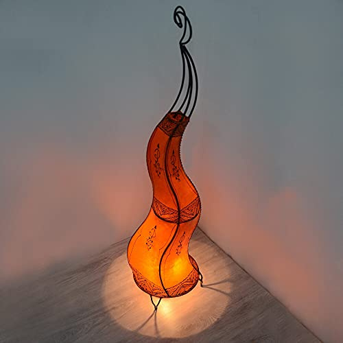 Generisch Orientalische Stehlampe Aida Rot100cm Groß Marokkanische Stehlampen Gestell aus Metall Lampenschirm aus Leder Lederlampe Hennalampe Lampe Lederleuchte Moderne Barock Antik Dekoration 320329