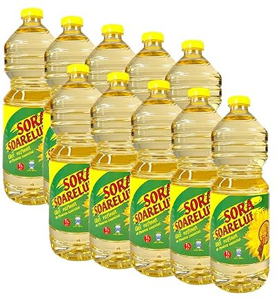 Silam Huile de tournesol - 10 x 1 l - Lot avantageux - Huile de tournesol - Huile de friture - Rumen