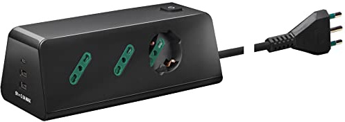 Vimar 00604.CC multipresa scrivania, 1 presa universale, 2 Bprese, 3 USB