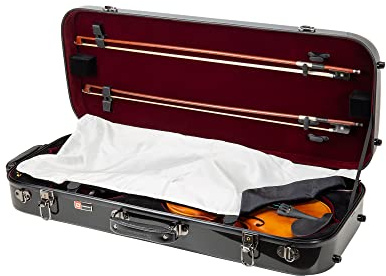 Crossrock Estuche Doble de Fibra de Vidrio para Dos violines de tamaño Completo con Bloqueo TSA, Color Negro (CRF2020DVBK)