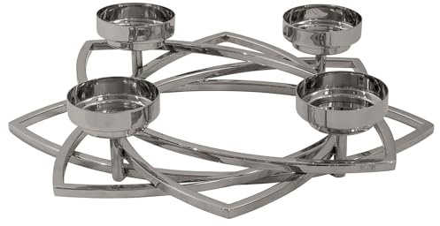 Fink 4-flammiger Kerzenhalter-Kranz Ø 43 cm Edelstahl für Stumpenkerzen & Teelichter