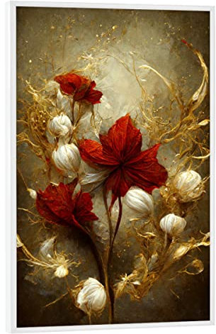 artboxONE Poster mit weißem Rahmen 75x50 cm Natur Blumen mit Gold - Bild Blume Blumen Blumen