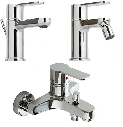 Kiamami Valentina - Kit de Robinetterie Salle de Bain Mélangeur Bidet, Lavabo, Baignoire finition Chromée | Nora