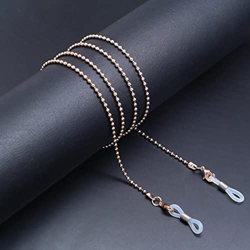 Brillenkette Retro Metallperlen Brillenkette Fashion Lanyard Anti-Rutsch-Brille Anti-Lost Lanyard Kette Unisex Accessoires Rosegold
