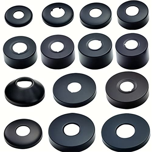 Lot de 2 rosace robinet noir de Ø 26 mm (3/4) - cache tuyau en acier inoxydable,rosace mitigeur douche,rosace radiateur - rosace pour robinets de douche,robinets,radiateurs(noir, 80 x 30)