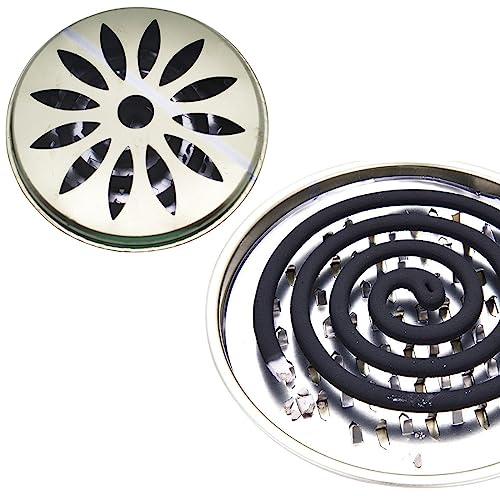 2 Stück Edelstahl Halter für Moskitospulen, Tragbarer Mückenspirale Halter Box, Sandelholz Räucherstäbchenhalter Mückenspulenhalter, Mosquito Coil Halter Anti-Mücken und Insekten, kann für Zuhause